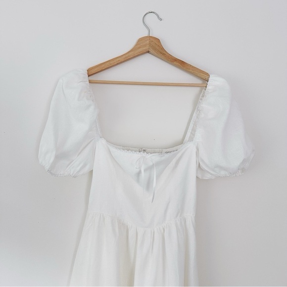 Reformation Marella Linen Puff-Sleeve Dress White - Picture 9 of 11